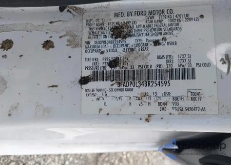 2011 Ford Fusion Hybrid from USA, damaged, VIN 3FADP0L34BR254595